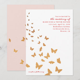 GOLDEN BUTTERFLIES WEDDING INVITATION