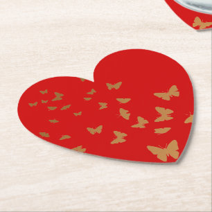 GOLDEN BUTTERFLIES WEDDING PAPER COASTER