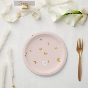GOLDEN BUTTERFLIES WEDDING PAPER PLATE