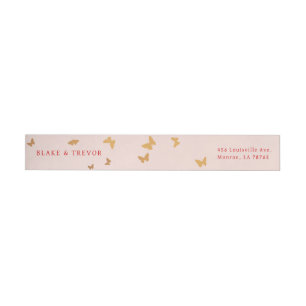 GOLDEN BUTTERFLIES WEDDING WRAP AROUND LABEL