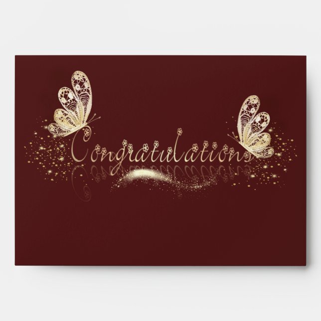 golden butterflies with congratulations envelope (Front)