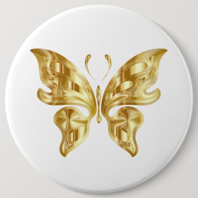 GOLDEN BUTTERFLY 6 CM ROUND BADGE (Front)