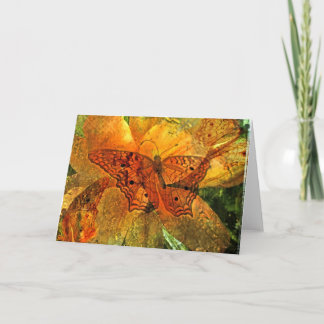 Golden butterfly and lily - Card