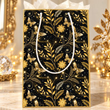 Golden Butterfly Botanical Celestial Pattern