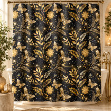 Golden Butterfly Botanical Celestial Pattern