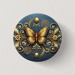 Golden Butterfly Design 3 Cm Round Badge