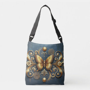 Golden Butterfly Design Crossbody Bag
