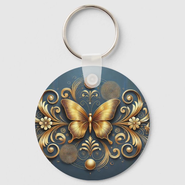 Golden Butterfly Design Key Ring (Front)