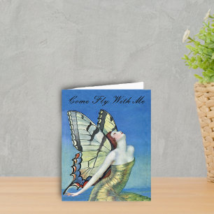 Golden Butterfly Fairy Note Card