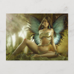Golden Butterfly Fairy Postcard