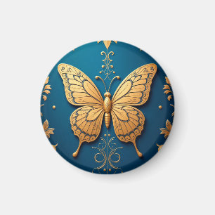 🦋 Golden Butterfly Floral Accent Decor ✨ Magnet