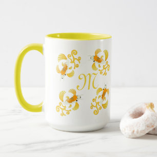 Golden Butterfly Koi Monogram Mug