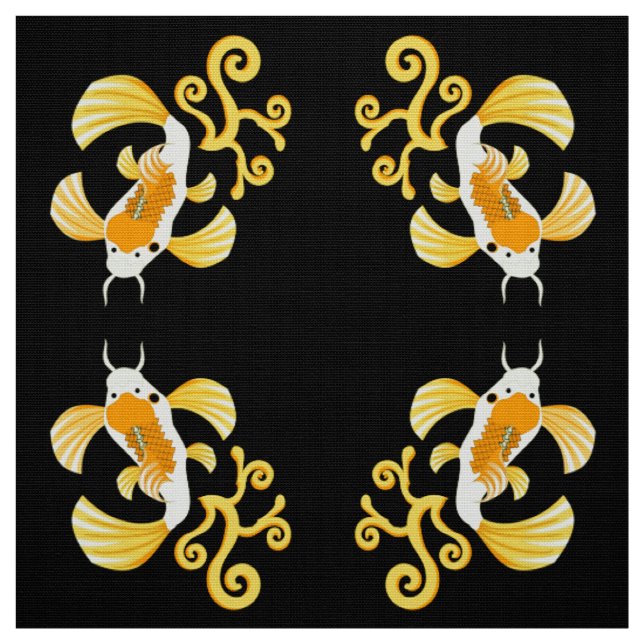 Golden Butterfly Koi Swimming Fabric (Swatch)
