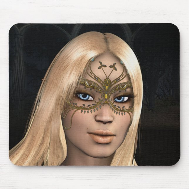 Golden Butterfly Masked Fairy Fantasy Mouse pad (Front)