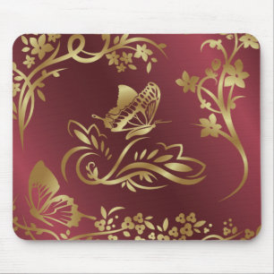 Golden butterfly mouse pad