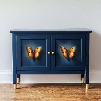 Golden Butterfly On Dark Blue X3 Decoupage Tissue Paper