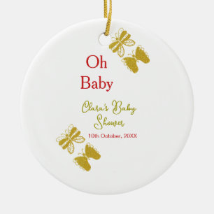 Golden butterfly red baby shower oh baby modern ceramic tree decoration