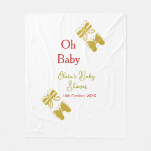 Golden butterfly red baby shower oh baby modern fleece blanket