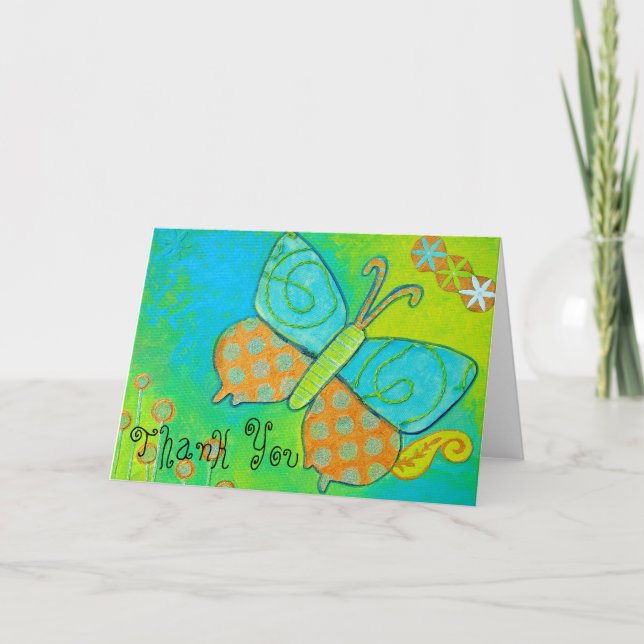 Golden Butterfly Thank  You Card (Front)