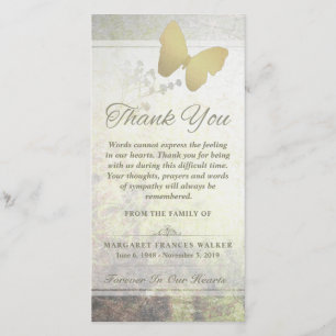 Golden Butterfly Thank You Sympathy Card