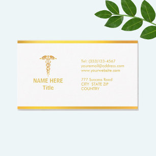 Golden Caduceus Medical Business Card