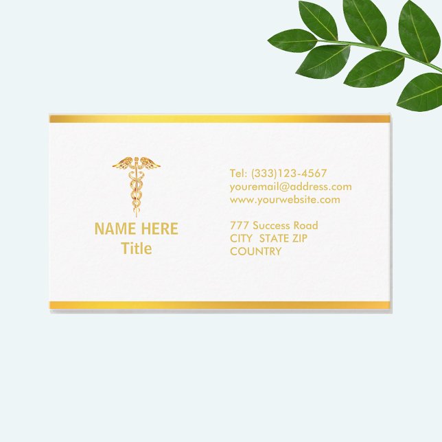 Golden Caduceus Medical Business Card (Creator Uploaded)