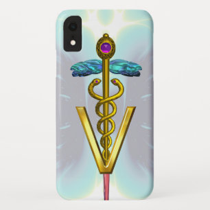 GOLDEN CADUCEUS VETERINARY SYMBOL Light Blue Teal Case-Mate iPhone Case