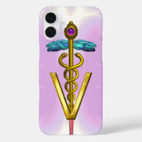GOLDEN CADUCEUS VETERINARY SYMBOL Light Pink Lilac