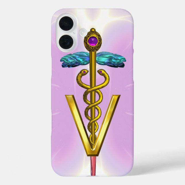 GOLDEN CADUCEUS VETERINARY SYMBOL Light Pink Lilac Case-Mate iPhone Case (Back)