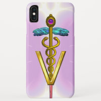 GOLDEN CADUCEUS VETERINARY SYMBOL Light Pink Lilac