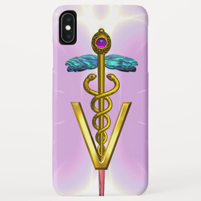 GOLDEN CADUCEUS VETERINARY SYMBOL Light Pink Lilac Case-Mate iPhone Case (Back)