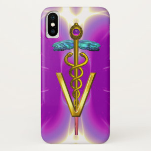GOLDEN CADUCEUS VETERINARY SYMBOL / Pink Fuchsia Case-Mate iPhone Case