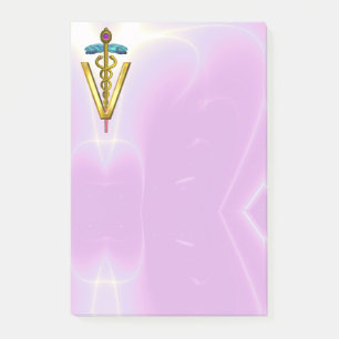 GOLDEN CADUCEUS VETERINARY SYMBOL / Pink Lilac Post-it Notes