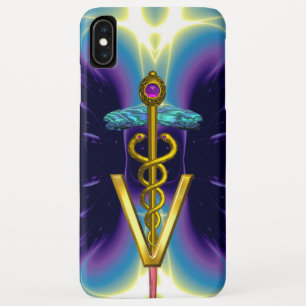 GOLDEN CADUCEUS VETERINARY SYMBOL / Purple Blue iPhone XS Max Case