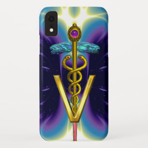 GOLDEN CADUCEUS VETERINARY SYMBOL / Purple Blue Case-Mate iPhone Case