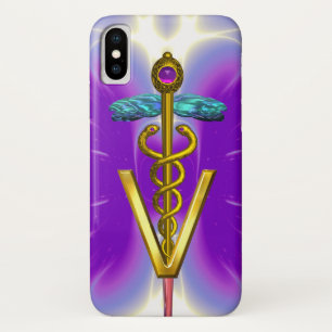 GOLDEN CADUCEUS VETERINARY SYMBOL / Purple Fuchsia Case-Mate iPhone Case