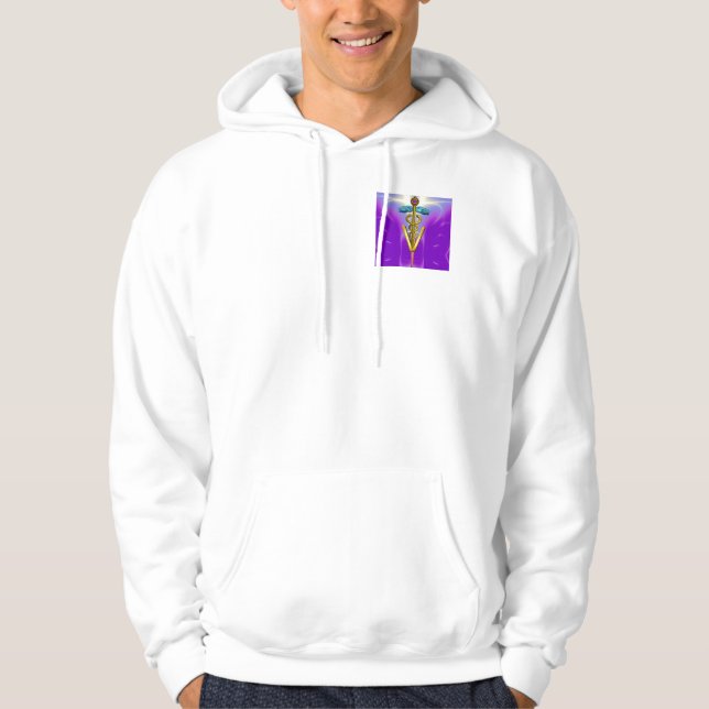 GOLDEN CADUCEUS VETERINARY SYMBOL ,purple Hoodie (Front)