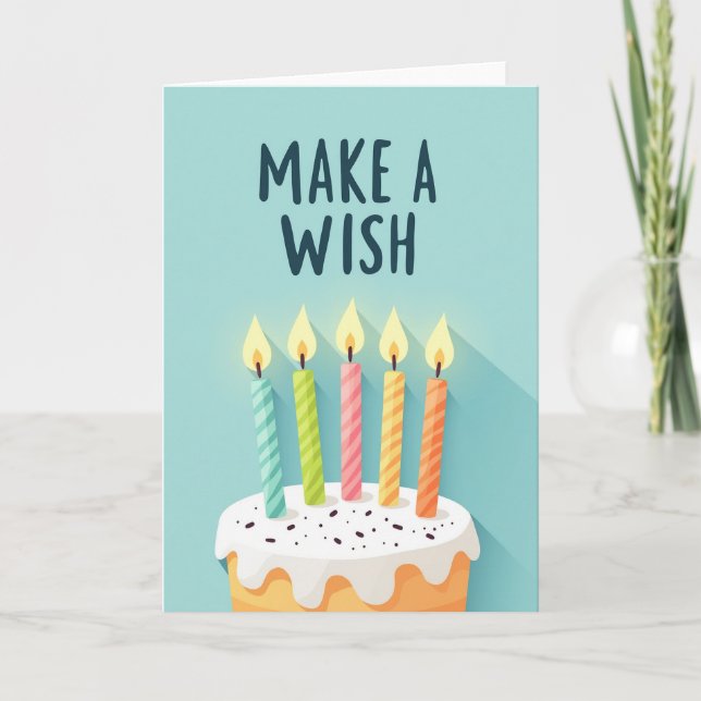 Golden Cake Pastel Candles Card (Front)