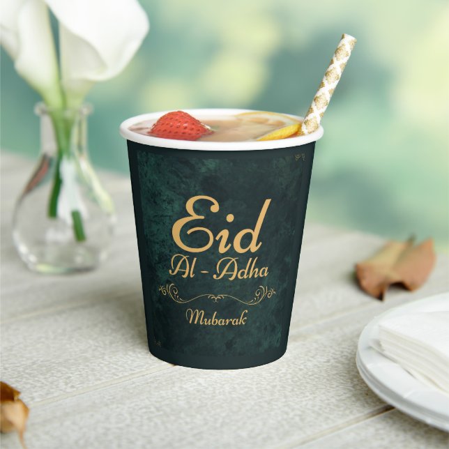  Golden Calligraphy Eid Al-Adha Mubarak 2025 Paper Cups (Insitu)