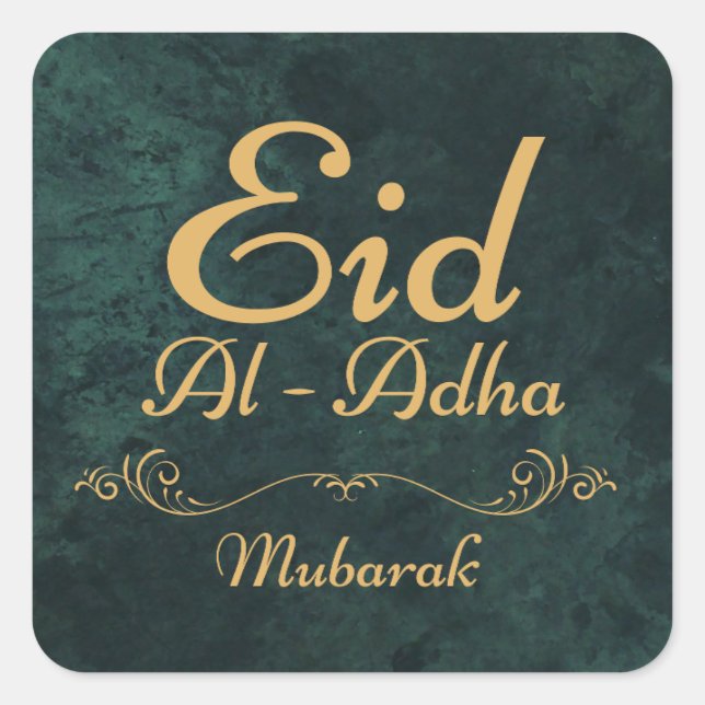  Golden Calligraphy Eid Al-Adha Mubarak 2025 Square Sticker (Front)