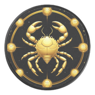 ♋ Golden Cancer Cosmic Zodiac Hockey Puck Gift ✨