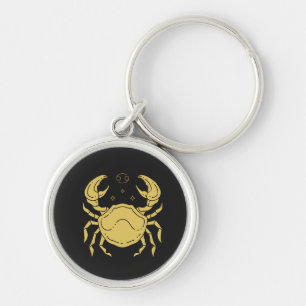 Golden Cancer Zodiac Crab Minimalist Illustration Key Ring