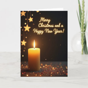 Golden Candle Christmas Card