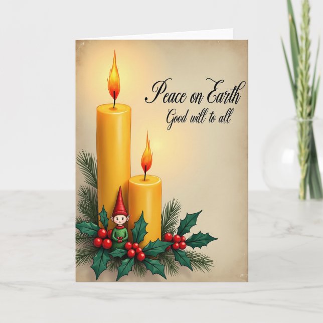 Golden Candle Glow Christmas Card (Front)