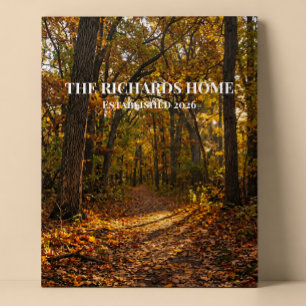 Golden Canopy Autumn Path Custom Name Poster