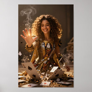 Golden Card Enchantress Magic Art Poster