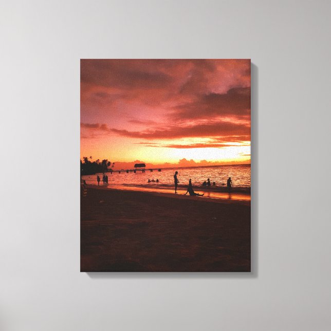 Golden Caribbean Sunset Canvas Print (Front)