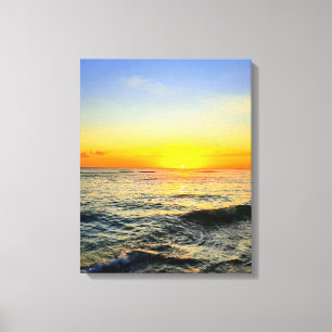 Golden Caribbean Sunset–Stretched Canvas Wall Art