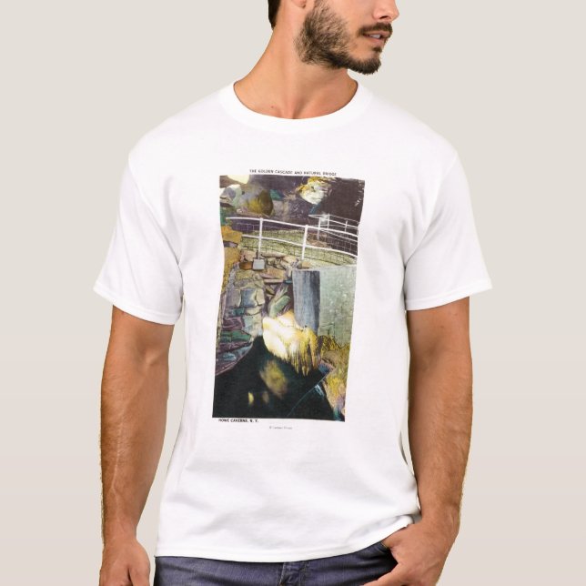 Golden Cascade and Natural Bridge View T-Shirt (Front)