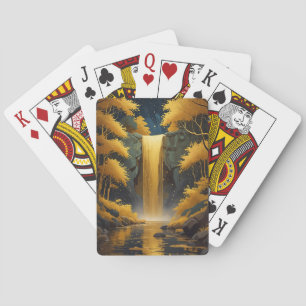 Golden Cascade in the Glimmering Wood Playing Cards